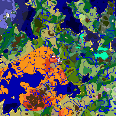 Predicted biome map of Java 26.3 seed 4226851729271640741 around estimated spawn