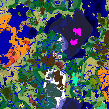 Predicted biome map of Java 26.3 seed 8013145410243687296 around estimated spawn