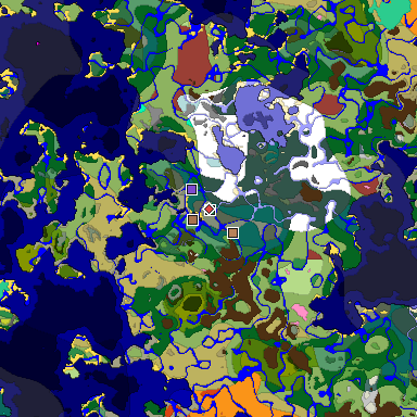 Predicted biome map of Java 26.3 seed -8304865792390044668 around estimated spawn