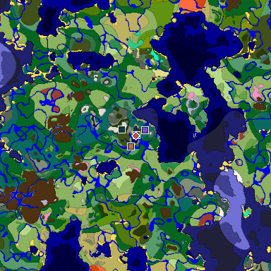 Predicted biome map of Java 26.3 seed 5721944712821201051 around estimated spawn