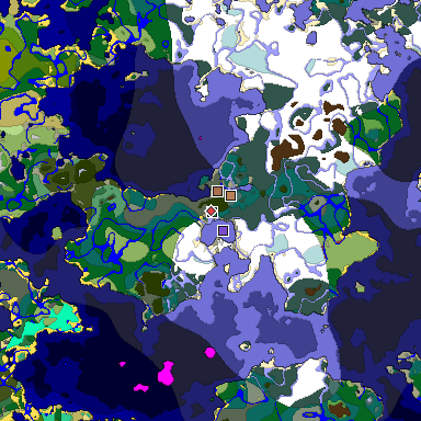 Predicted biome map of Java 26.3 seed 6898522418950545914 around estimated spawn