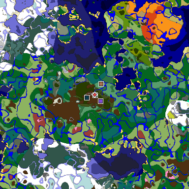 Predicted biome map of Java 26.3 seed 2554388508002667228 around estimated spawn