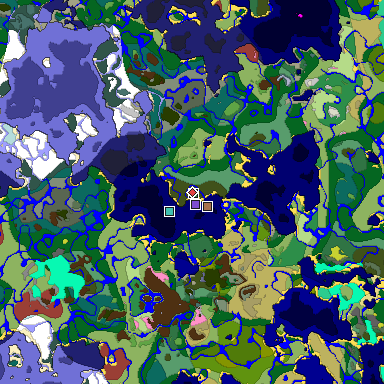 Predicted biome map of Java 26.3 seed -7377586905008615269 around estimated spawn