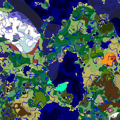 Predicted biome map of Java 26.3 seed 1824001353779197555 around estimated spawn