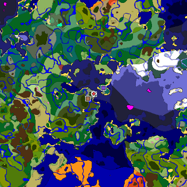 Predicted biome map of Java 26.3 seed -5462544963102955985 around estimated spawn