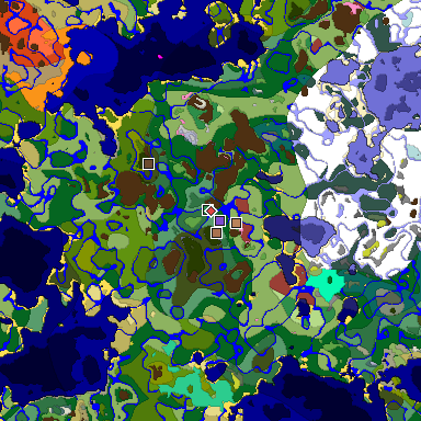Predicted biome map of Java 26.3 seed -5104238935637864679 around estimated spawn