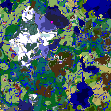 Predicted biome map of Java 26.3 seed 5833206928271076618 around estimated spawn