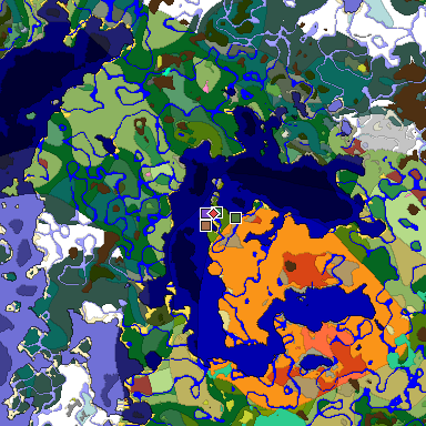 Predicted biome map of Java 26.3 seed -5881318325631982834 around estimated spawn