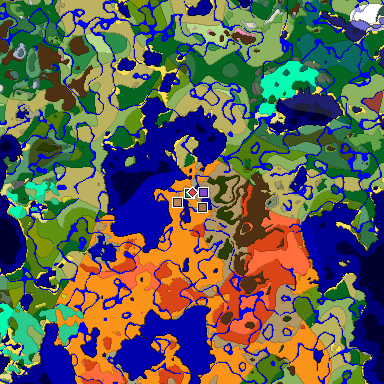 Predicted biome map of Java 26.3 seed 8282717764833598623 around estimated spawn