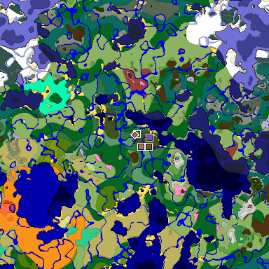Predicted biome map of Java 26.3 seed -942169390220912270 around estimated spawn