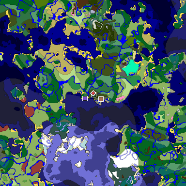 Predicted biome map of Java 26.3 seed 8163798716388192448 around estimated spawn