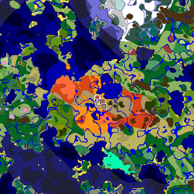 Predicted biome map of Java 26.3 seed -3651872582783671996 around estimated spawn