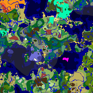 Predicted biome map of Java 26.3 seed 788681502808717172 around estimated spawn