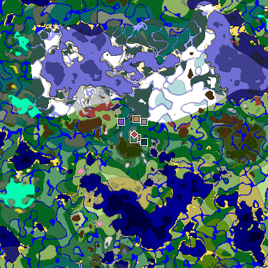 Predicted biome map of Java 26.3 seed 2050247189413418644 around estimated spawn