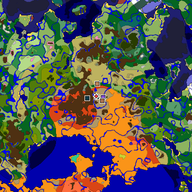 Predicted biome map of Java 26.3 seed -840716439512769797 around estimated spawn