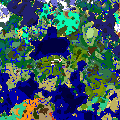 Predicted biome map of Java 26.3 seed -5480709792591231413 around estimated spawn