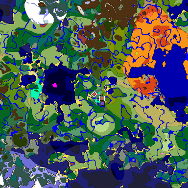 Predicted biome map of Java 26.3 seed 3002561158192291446 around estimated spawn