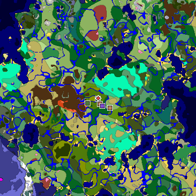 Predicted biome map of Java 26.3 seed 1036687519544390722 around estimated spawn