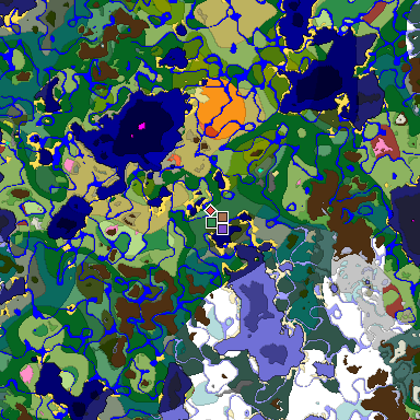 Predicted biome map of Java 26.3 seed -111659490961032867 around estimated spawn