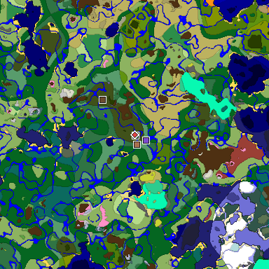 Predicted biome map of Java 26.3 seed -2837268075558747874 around estimated spawn