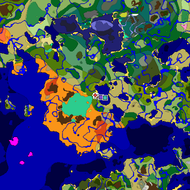Predicted biome map of Java 26.3 seed -4937421234280759026 around estimated spawn