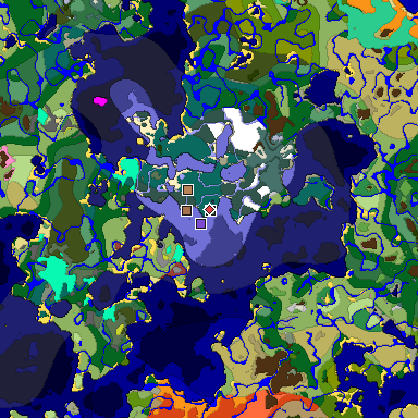 Predicted biome map of Java 26.3 seed -6183521851111796832 around estimated spawn