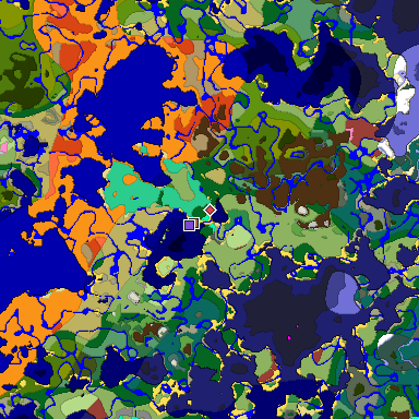 Predicted biome map of Java 26.3 seed -4274071402523655217 around estimated spawn