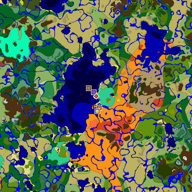 Predicted biome map of Java 26.3 seed -7344878084949527281 around estimated spawn