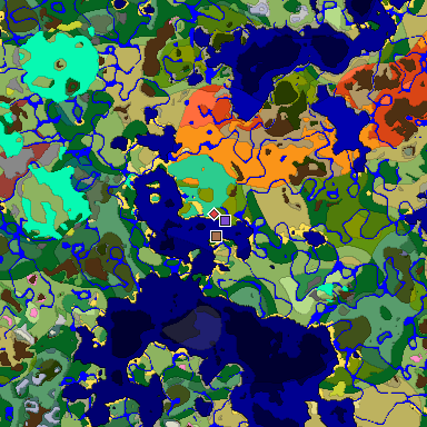 Predicted biome map of Java 26.3 seed 3567831752804018687 around estimated spawn
