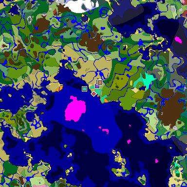 Predicted biome map of Java 26.3 seed 5744511580130411926 around estimated spawn
