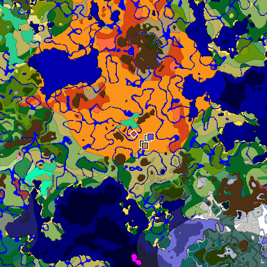 Predicted biome map of Java 26.3 seed -5297074501831749364 around estimated spawn