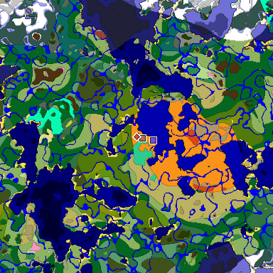 Predicted biome map of Java 26.3 seed -451264738223841710 around estimated spawn