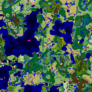 Predicted biome map of Java 26.3 seed -2596302725843448473 around estimated spawn