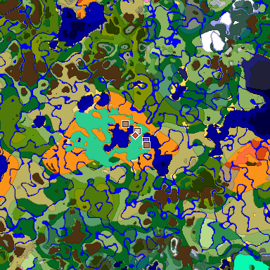 Predicted biome map of Java 26.3 seed 5894646663410644148 around estimated spawn