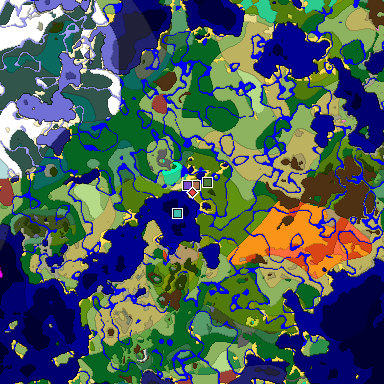 Predicted biome map of Java 26.3 seed 2032737555964401314 around estimated spawn