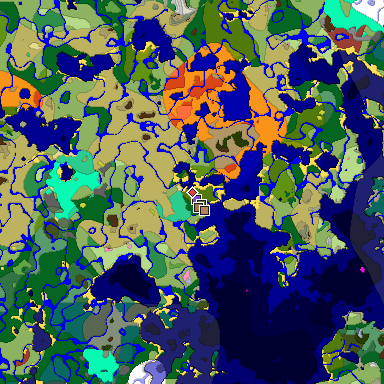 Predicted biome map of Java 26.3 seed 2821948743432177356 around estimated spawn