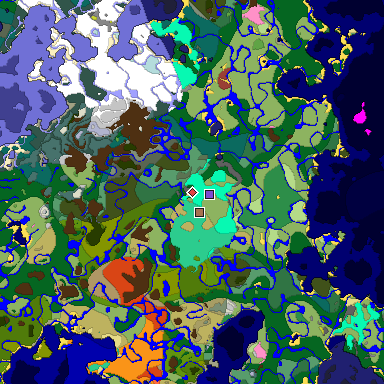 Predicted biome map of Java 26.3 seed -5265236493535048698 around estimated spawn