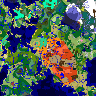 Predicted biome map of Java 26.3 seed -2192908968687001959 around estimated spawn