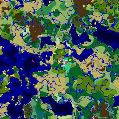 Predicted biome map of Java 26.3 seed 3151988576872915680 around estimated spawn