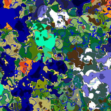Predicted biome map of Java 26.3 seed -7018240075581741986 around estimated spawn