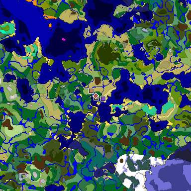 Predicted biome map of Java 26.3 seed 2537421246385210726 around estimated spawn