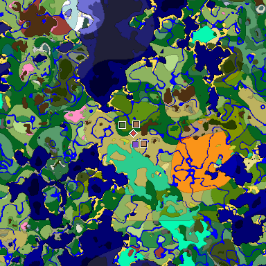 Predicted biome map of Java 26.3 seed 3597857718389141134 around estimated spawn