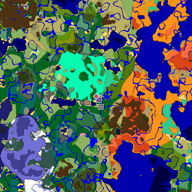 Predicted biome map of Java 26.3 seed -2296864685184864879 around estimated spawn