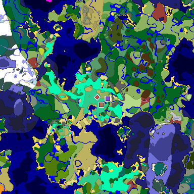 Predicted biome map of Java 26.3 seed -3914892013122635022 around estimated spawn