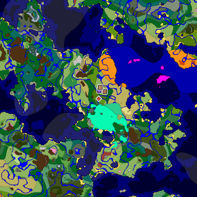 Predicted biome map of Java 26.3 seed -2008894995778136843 around estimated spawn