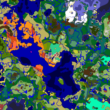 Predicted biome map of Java 26.3 seed 1325117089530789168 around estimated spawn