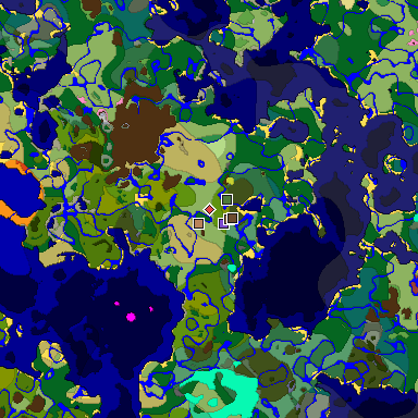 Map of Minecraft seed 1608825644843018512 around spawn