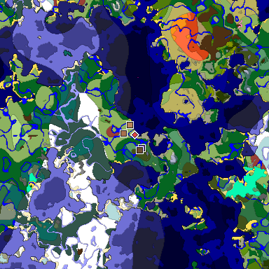 Map of Minecraft seed 2997946581067601965 around spawn