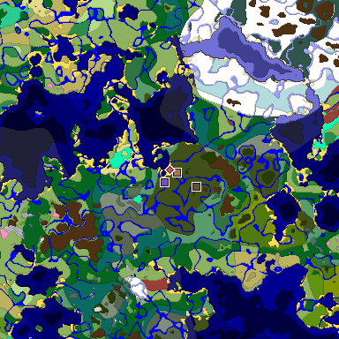Predicted biome map of Java 26.3 seed 1675403407319325978 around estimated spawn