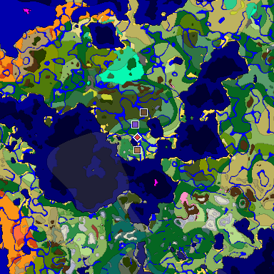 Predicted biome map of Java 26.3 seed 5078388780592244379 around estimated spawn